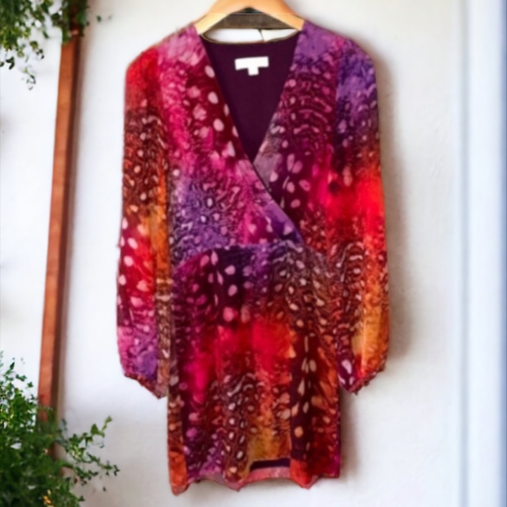 ERIN By Erin Fetherston Red Feather Wrap Dress - Picture 11 of 12